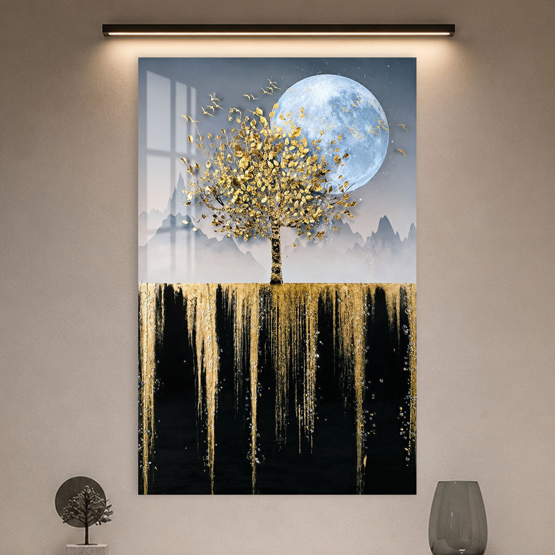 Moonlit Golden Tree in a modern room