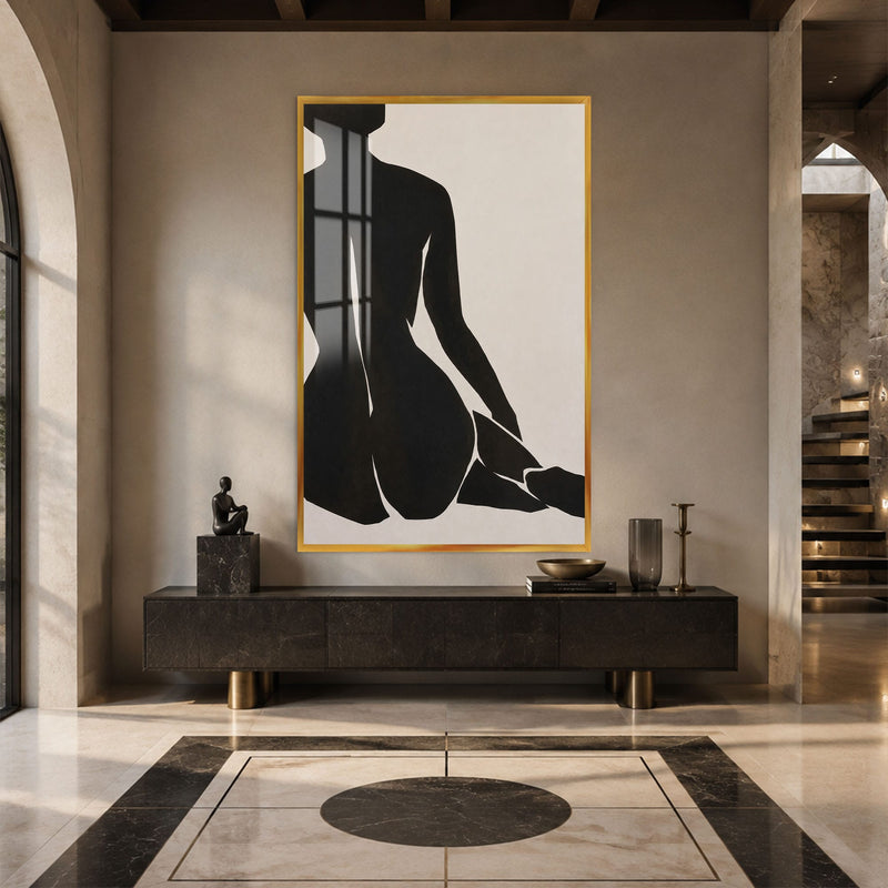 Artronauts Glass Print 12x18 cm | 4.7"x7.1" / Gold Quiet Silhouette Glass Wall Art