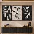 Monochrome Abstract with walnut frame