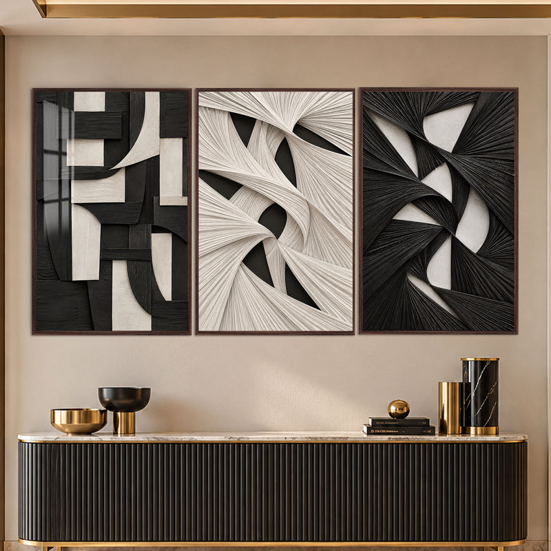 Monochrome Abstract with walnut frame