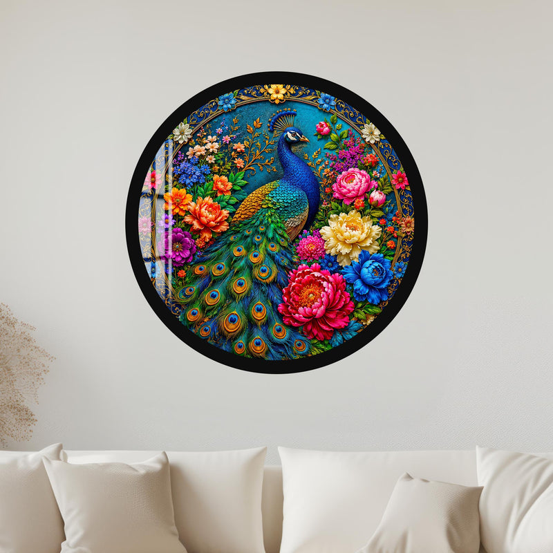 Peacock Garden Splendor with black frame