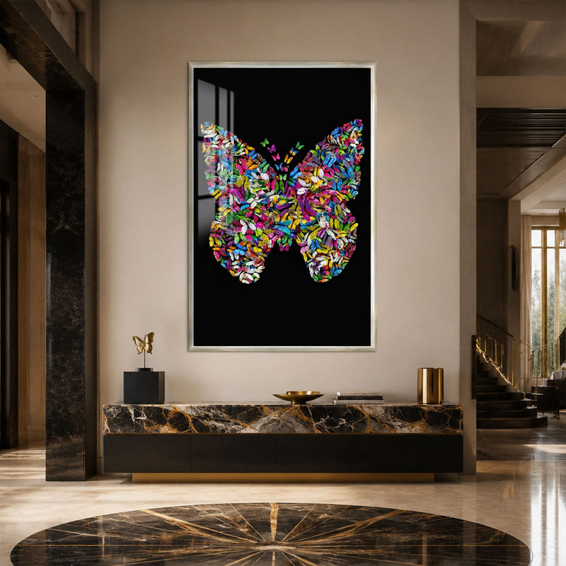 Artronauts Glass Print 12x18 cm | 4.7"x7.1" / Silver Butterfly Ascension Glass Wall Art
