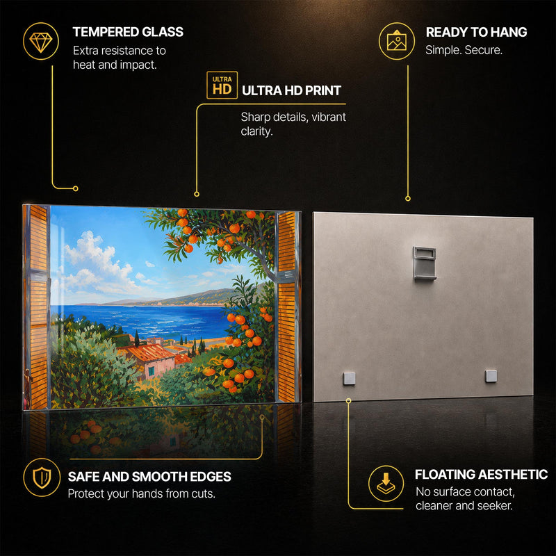 Citrus Coast Window — tempered glass, ultra HD print, ready to hang