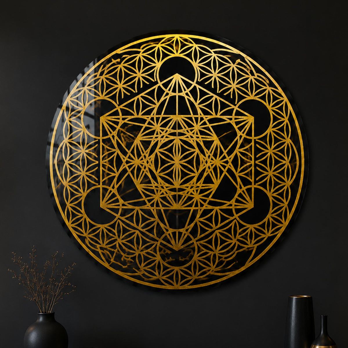 Golden Sacred Geometry in a modern room
