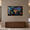 Butterfly World Map with gold frame