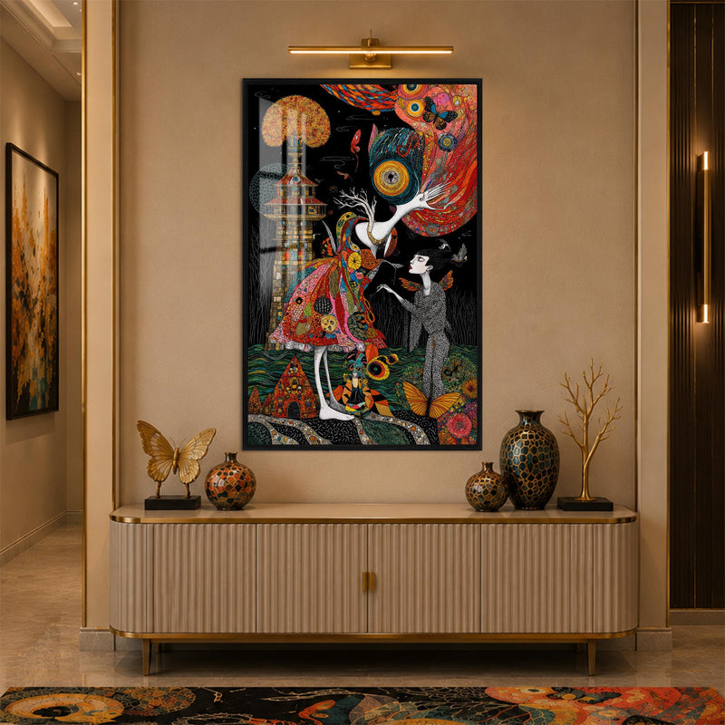 Enchanted Midnight Garden with black frame