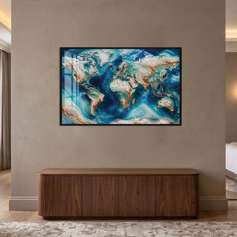 Azure Marble World Map lifestyle view