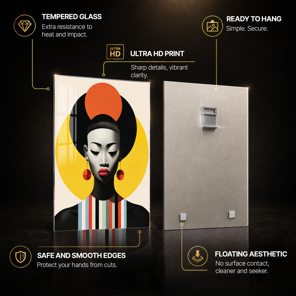 Solar Grace — tempered glass, ultra HD print, ready to hang