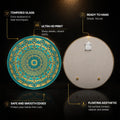 Teal Gold Rose Window Mandala — tempered glass, ultra HD print, ready to hang
