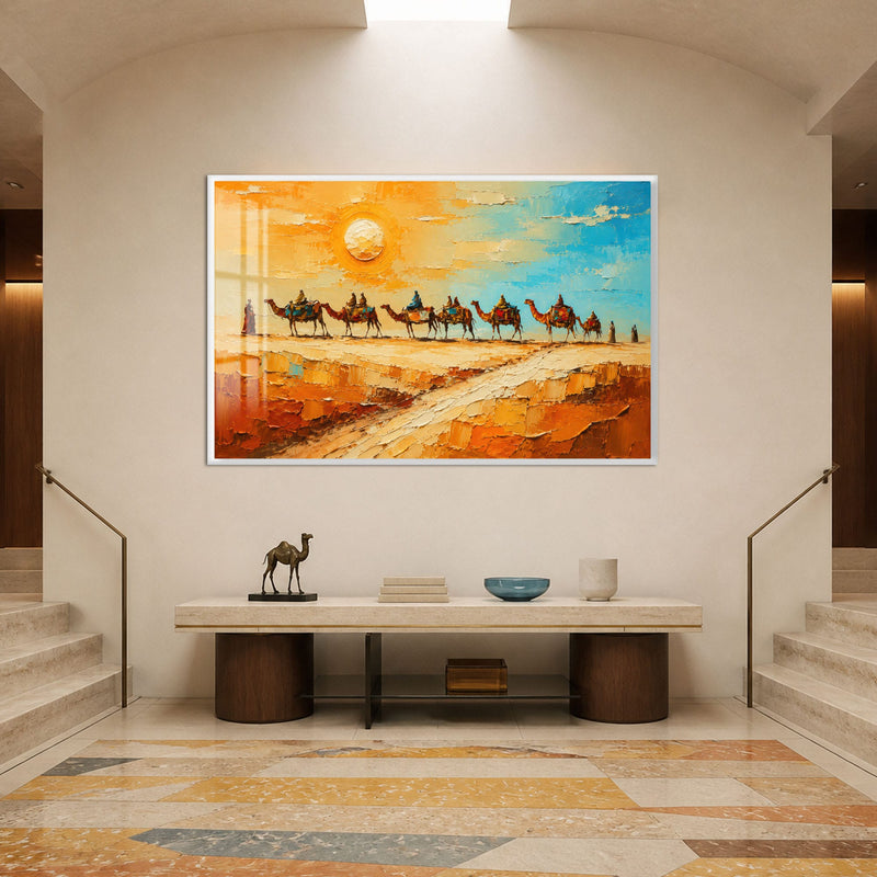 Desert Caravan Crossing with white frame