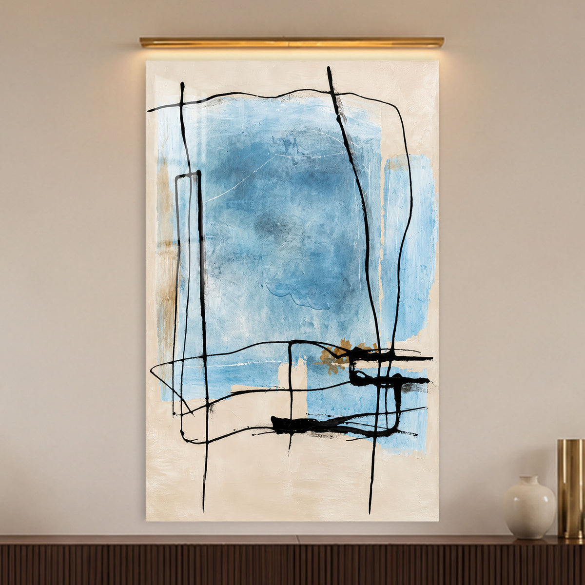 Blue Linear Study in a modern room