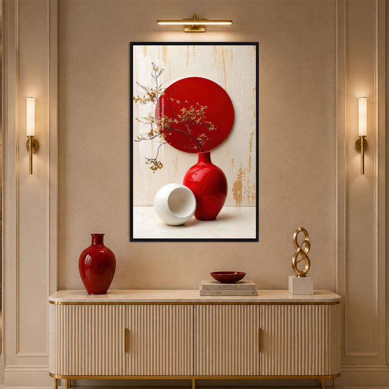 Crimson Vase Harmony with black frame