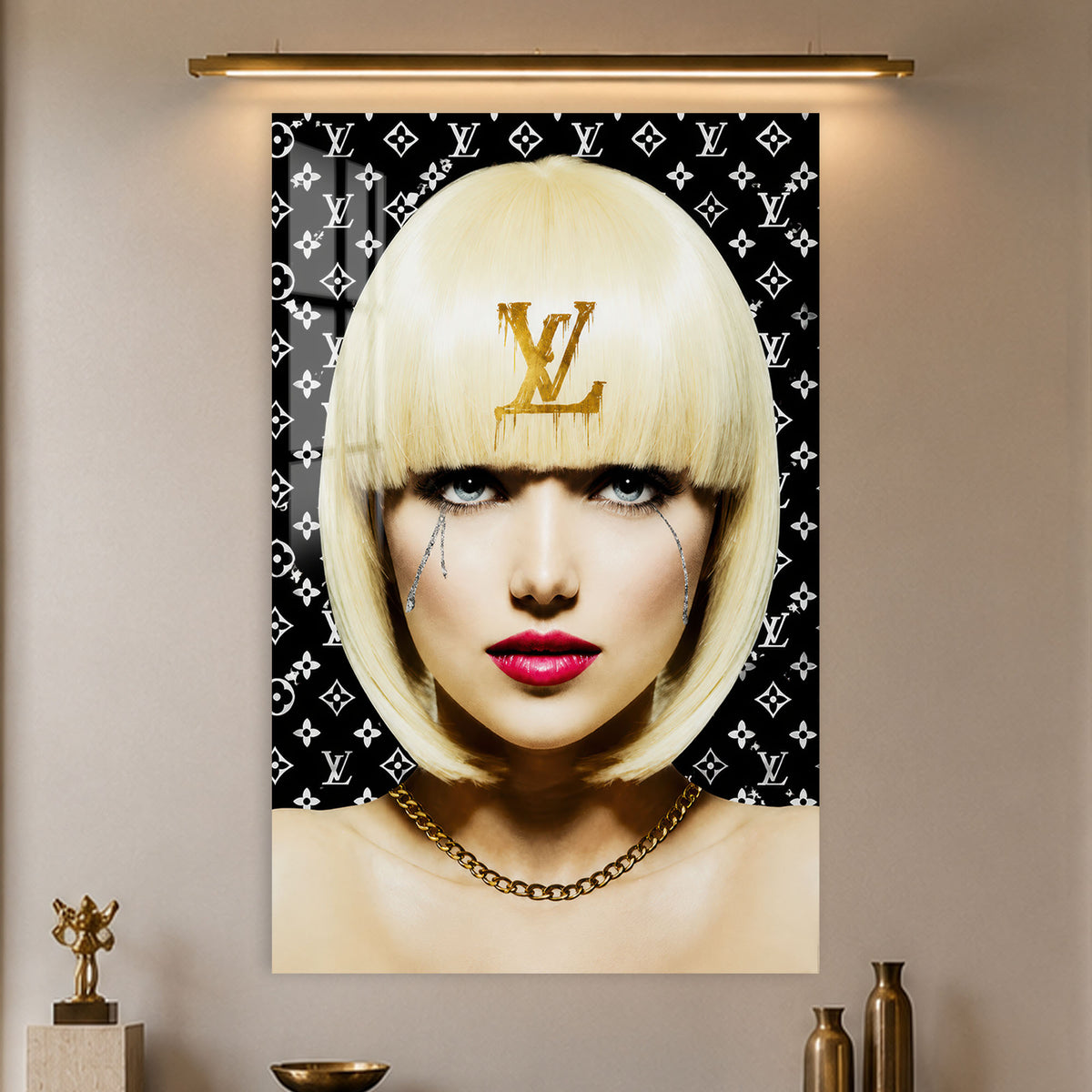 Golden Fashion Icon in a modern room