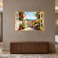 Tuscan Window View with gold frame