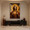 Sacred Heart Radiance with walnut frame