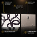 Plum Ribbon Loops — tempered glass, ultra HD print, ready to hang