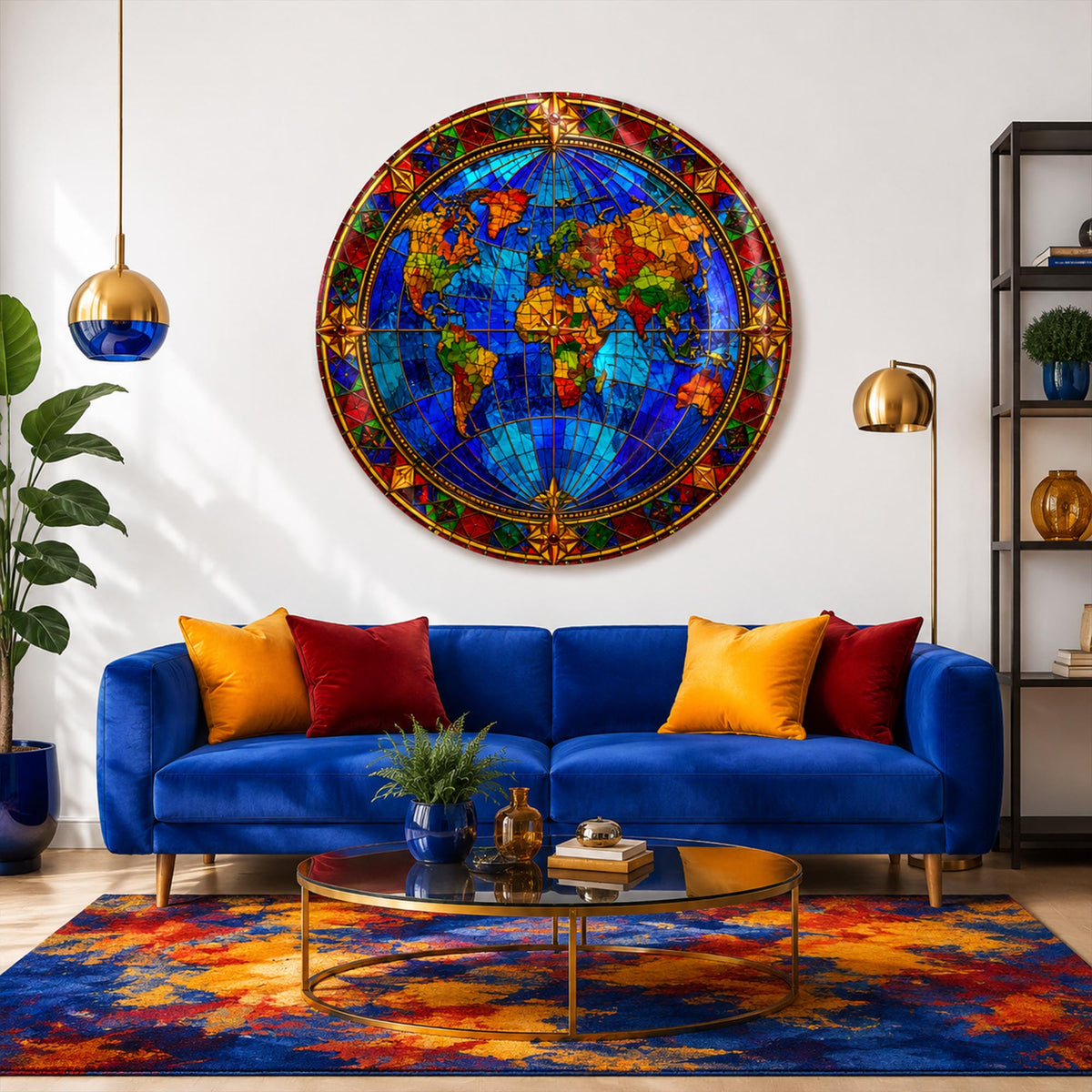 Stained Glass World Map lifestyle view