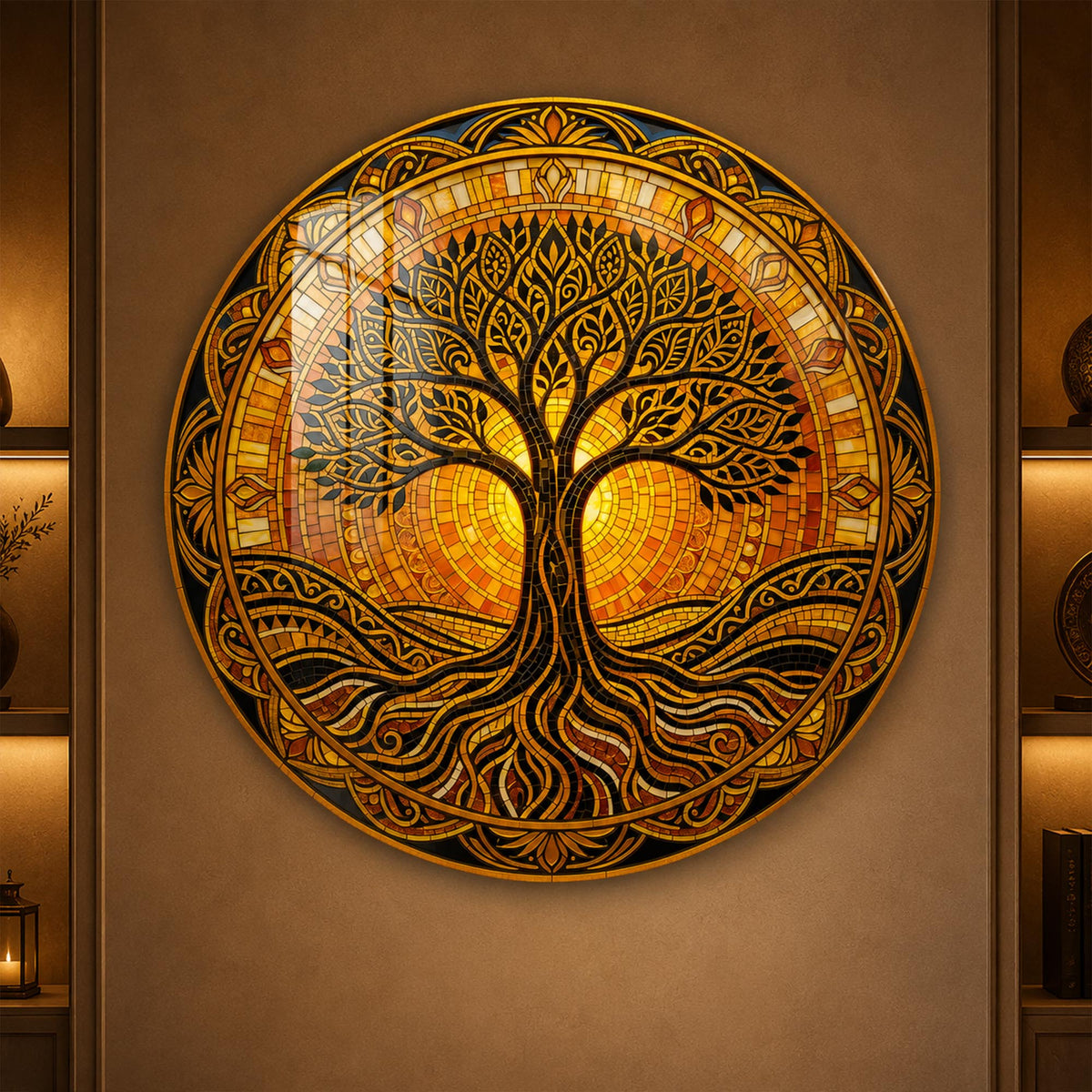 Sunlit Tree Of Life — tempered glass, ultra HD print, ready to hang