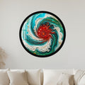 Coral Tide Swirl with black frame