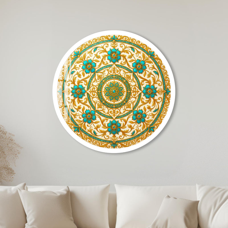 Turquoise Arabesque with white frame