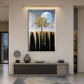 Moonlit Golden Tree with silver frame