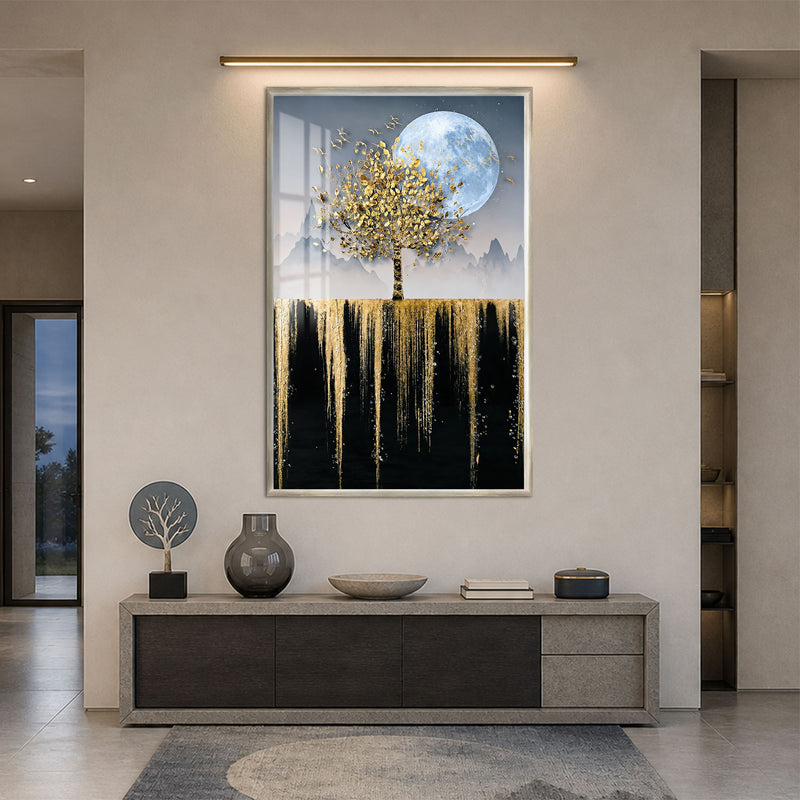 Moonlit Golden Tree with silver frame