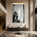 Artronauts Glass Print 12x18 cm | 4.7"x7.1" / Silver Empire State Monochrome Glass Wall Art