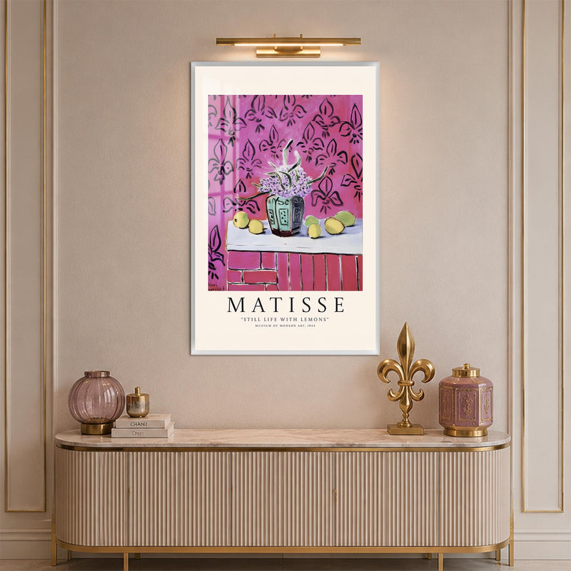 Pink Lemon Still Life with white frame