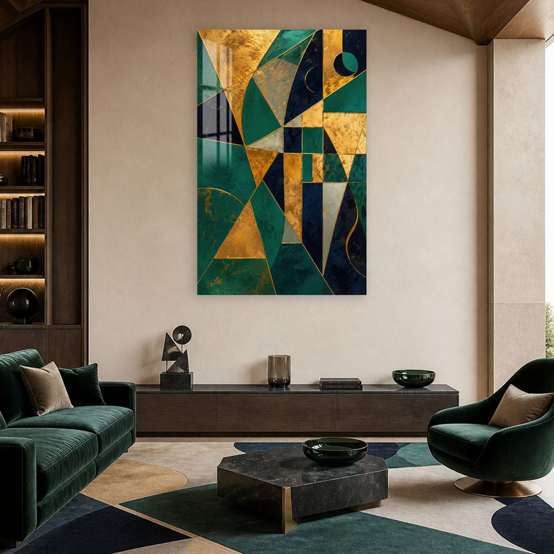 Artronauts Glass Print Emerald Geometric Fusion Glass Wall Art