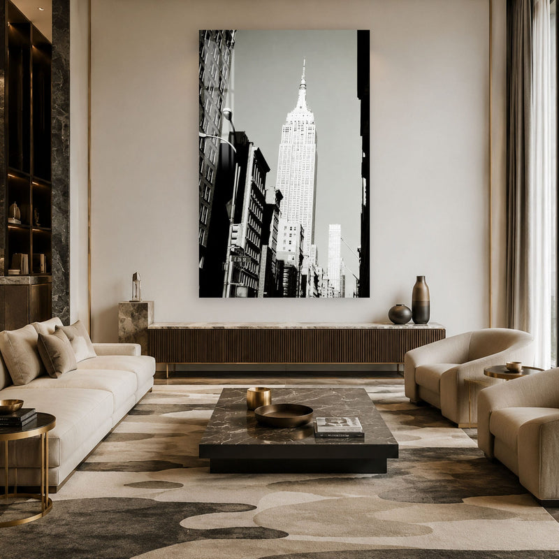 Artronauts Glass Print Empire State Monochrome Glass Wall Art