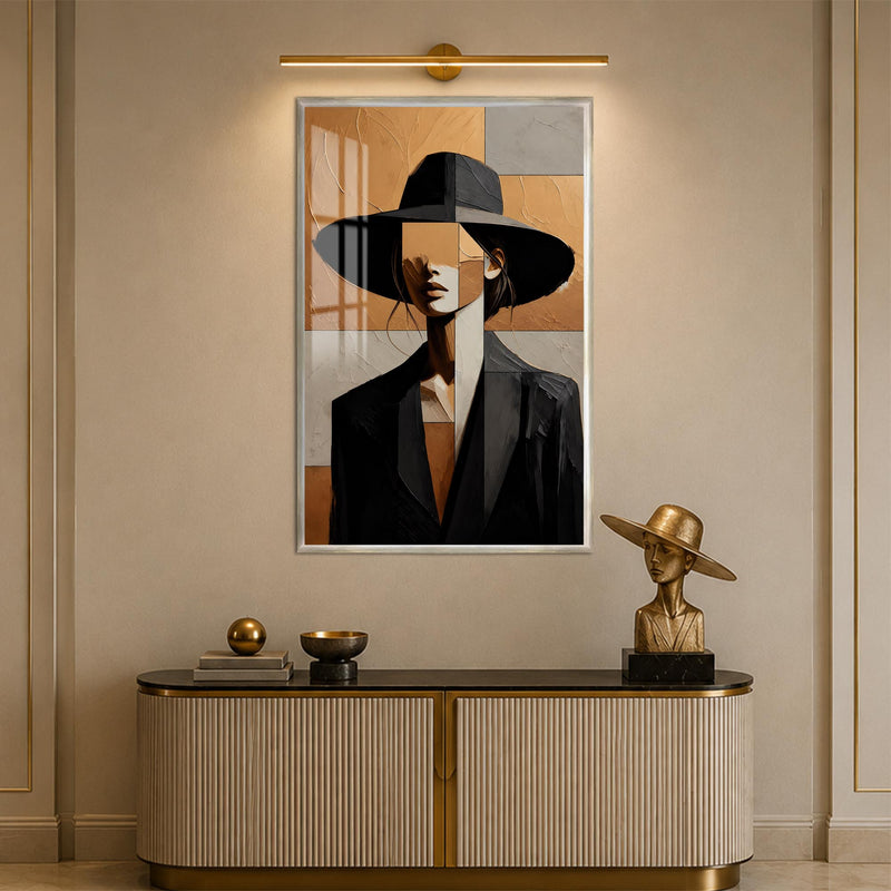 Cubist Woman in Hat with silver frame