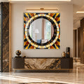 Amber Mosaic Sunburst with white frame