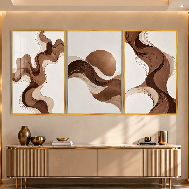 Earthtone Flow with gold frame