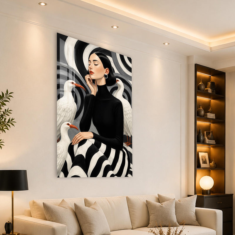 Woman Among White Cranes angled lifestyle view
