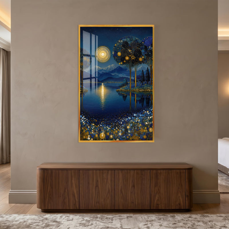 Golden Moonlit Grove with gold frame
