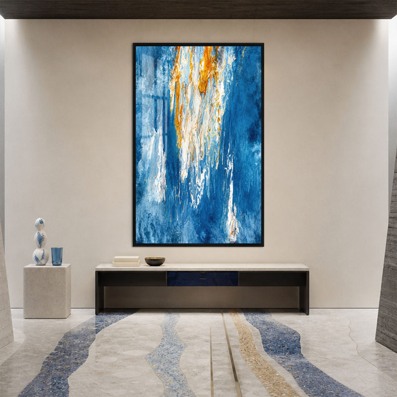 Artronauts Glass Print 12x18 cm | 4.7"x7.1" / Black Gilded Blue Cascade Glass Wall Art
