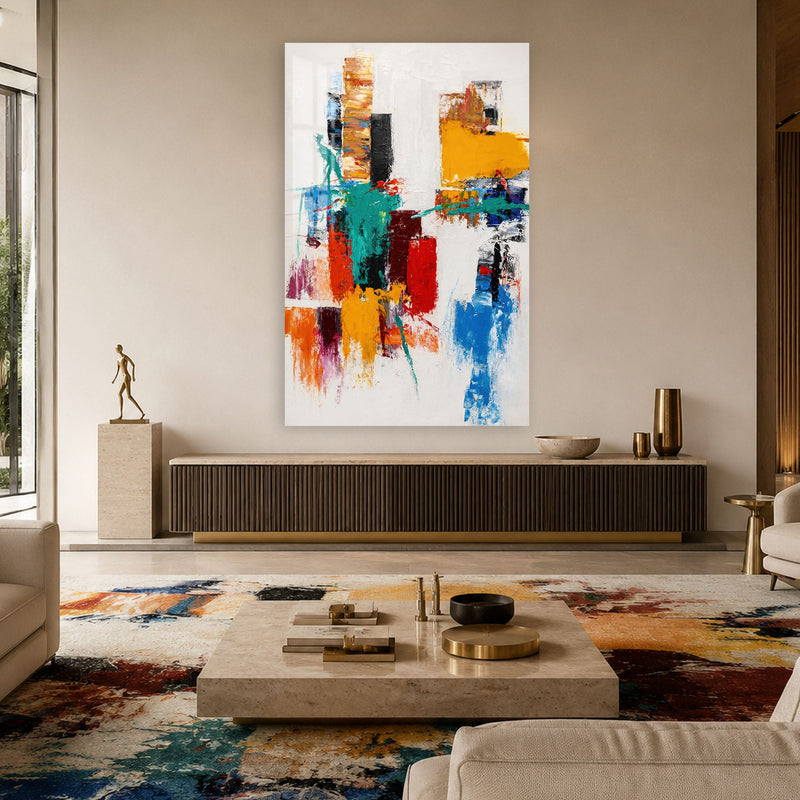 Artronauts Glass Print Chromatic City Blocks Glass Wall Art
