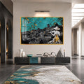 Artronauts Glass Print 18x12 cm | 7.1"x4.7" / Gold Violinist Over Santorini Glass Wall Art