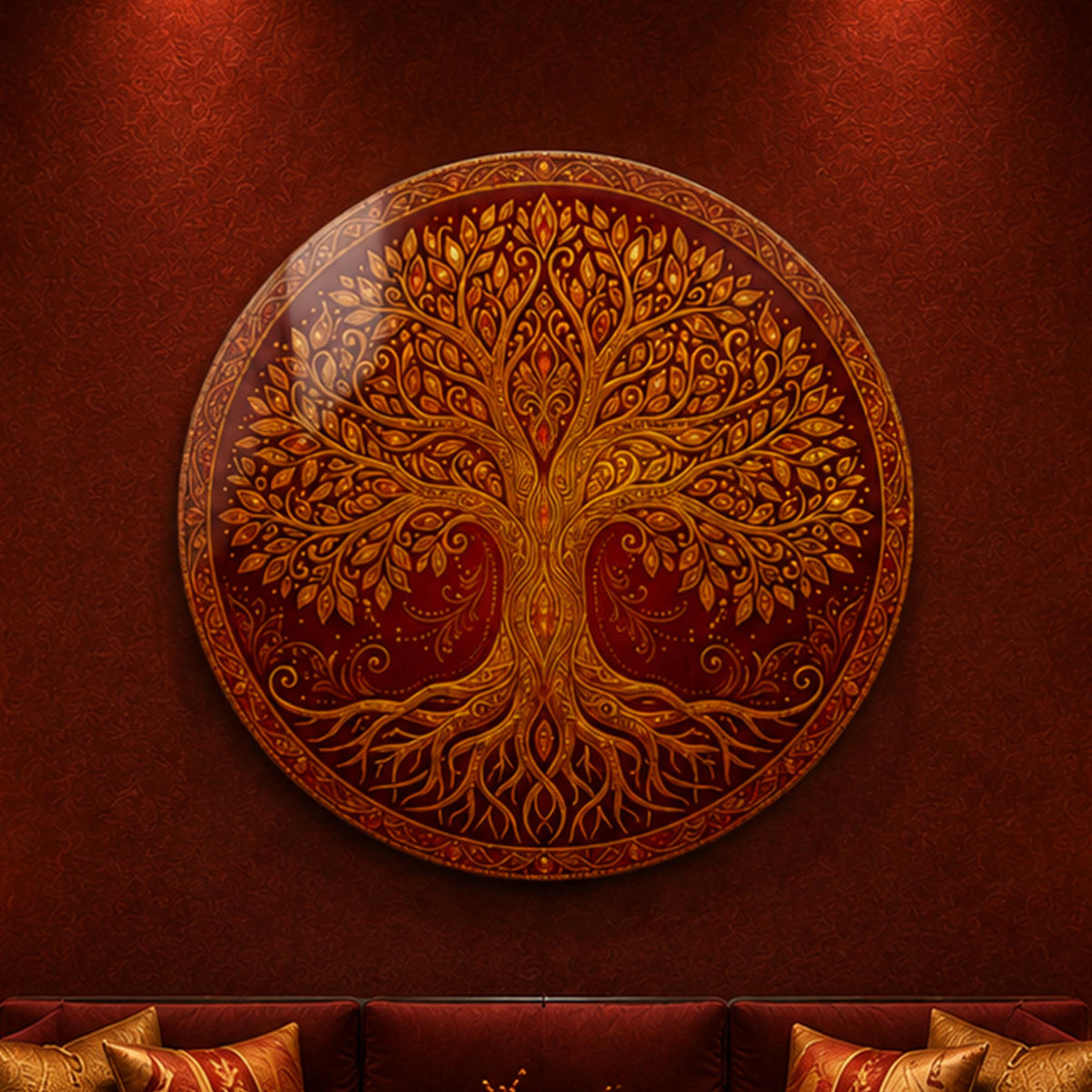 Crimson Tree Of Life — tempered glass, ultra HD print, ready to hang