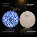 Sapphire Floral Medallion — tempered glass, ultra HD print, ready to hang