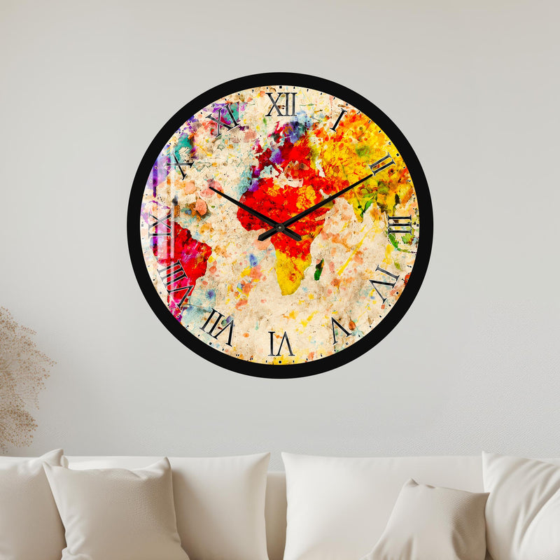 Watercolour World Map with black frame