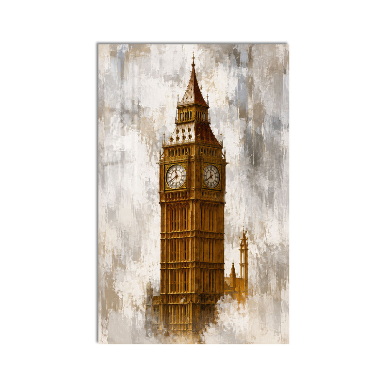 Golden Big Ben product shot on white background