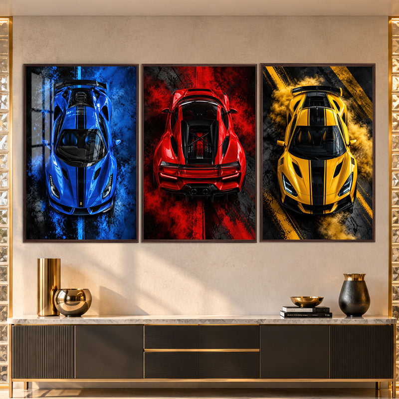 Supercar Colour Burst with walnut frame