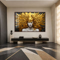 Artronauts Glass Print 18x12 cm | 7.1"x4.7" / Walnut Golden Feather Goddess Glass Wall Art