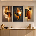 Golden Abstract Harmony with silver frame