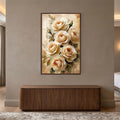 Champagne Rose Bouquet with walnut frame