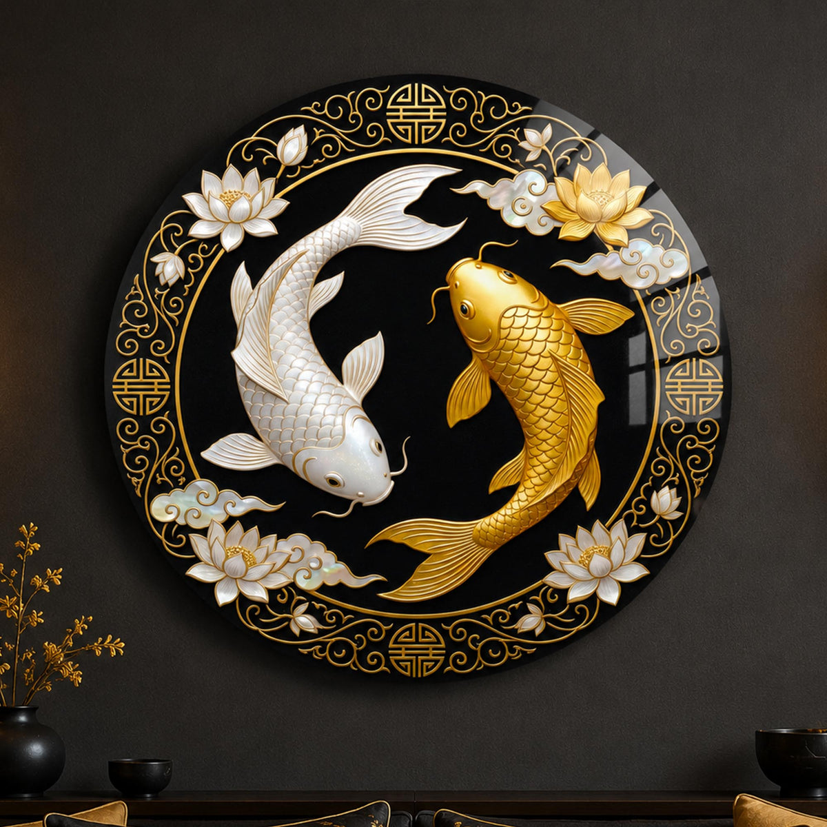 Golden Koi Harmony in a modern room
