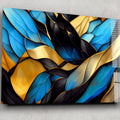 Artronauts Glass Print Blue & Golden Abstract