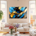 Artronauts Glass Print Blue & Golden Abstract