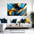 Artronauts Glass Print Blue & Golden Abstract